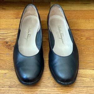 Salvatore Ferragamo Black Ballet Flats Rubber sole high vamp Italian leather 10